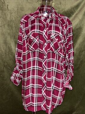 torrid Raspberry Plaid Button-Down Shirt